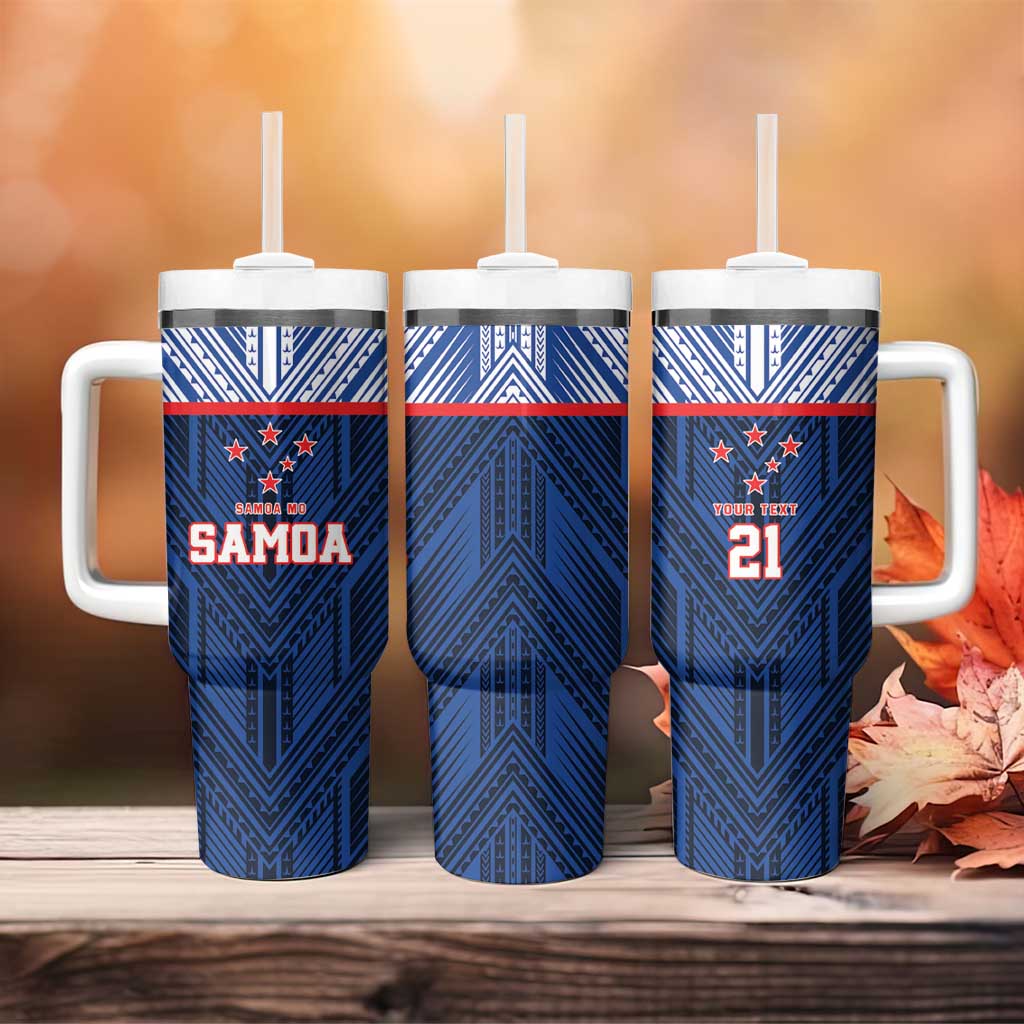 Custom Rugby Toa Samoa Tumbler With Handle Samoa mo Samoa Island Warrior Pride - Polynesian Pride