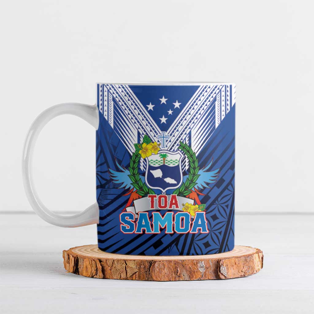 Custom Rugby Toa Samoa Ceramic Mug Samoa mo Samoa Strength in Tatau - Polynesian Pride