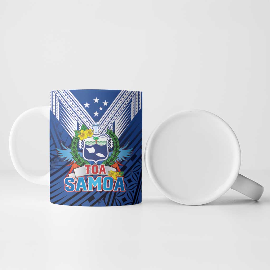 Custom Rugby Toa Samoa Ceramic Mug Samoa mo Samoa Strength in Tatau - Polynesian Pride