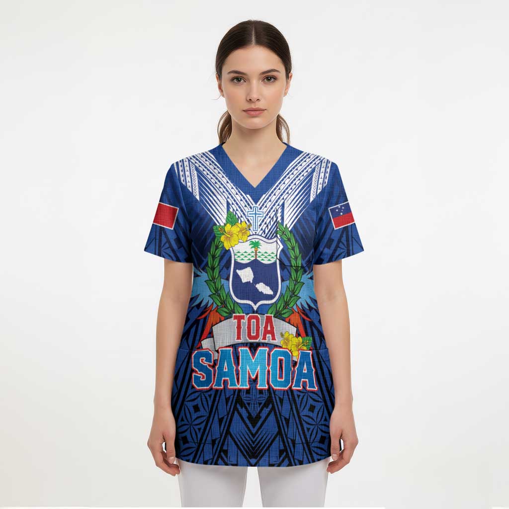 Custom Rugby Toa Samoa Scrub Top Samoa mo Samoa Strength in Tatau - Polynesian Pride