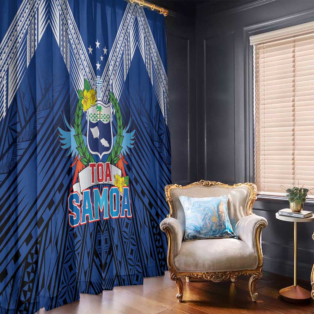 Rugby Toa Samoa Window Curtain Samoa mo Samoa Strength in Tatau - Polynesian Pride