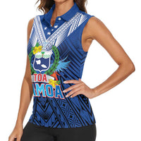 Custom Rugby Toa Samoa Women Sleeveless Polo Shirt Samoa mo Samoa Strength in Tatau - Polynesian Pride