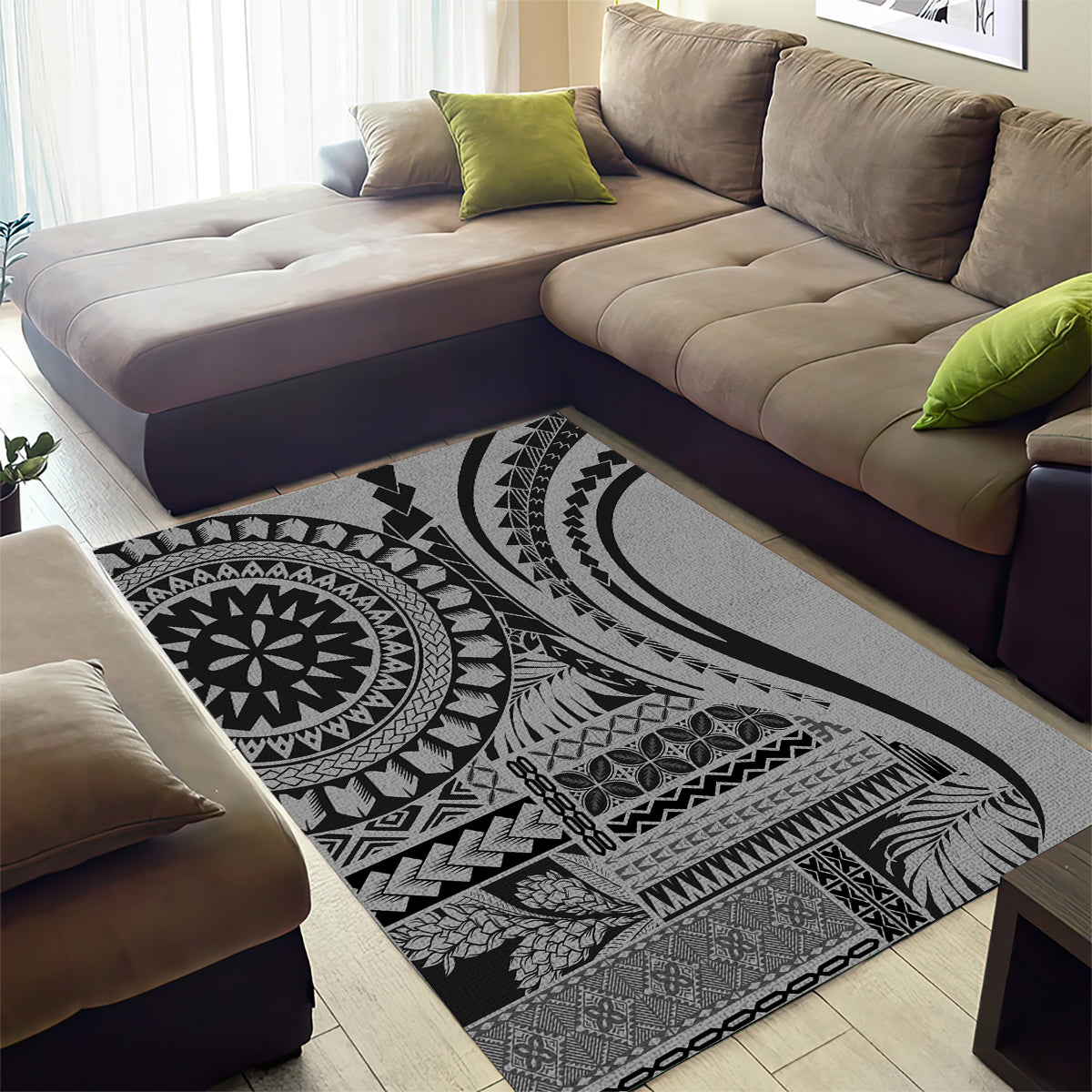 Samoa Siapo Arty Area Rug Black Style LT9 - Polynesian Pride