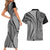 Samoa Siapo Arty Couples Matching Short Sleeve Bodycon Dress and Hawaiian Shirt Black Style LT9 - Polynesian Pride