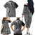 Samoa Siapo Arty Family Matching Off Shoulder Long Sleeve Dress and Hawaiian Shirt Black Style LT9 - Polynesian Pride