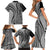 Samoa Siapo Arty Family Matching Short Sleeve Bodycon Dress and Hawaiian Shirt Black Style LT9 - Polynesian Pride