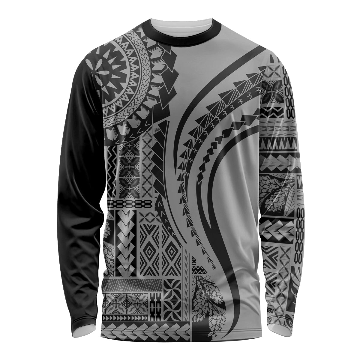 Samoa Siapo Arty Long Sleeve Shirt Black Style LT9 Unisex Black - Polynesian Pride