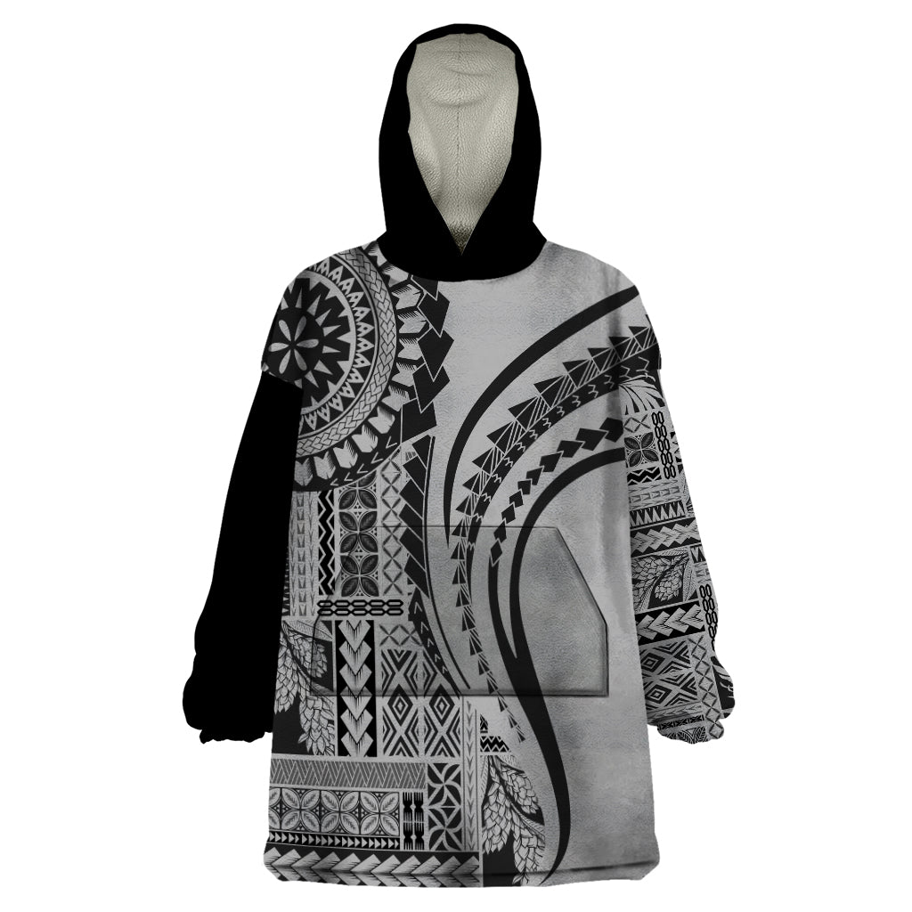 Samoa Siapo Arty Wearable Blanket Hoodie Black Style LT9 One Size Black - Polynesian Pride