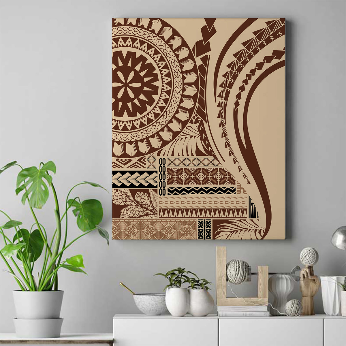 Samoa Siapo Arty Canvas Wall Art Brown Style LT9 Brown - Polynesian Pride