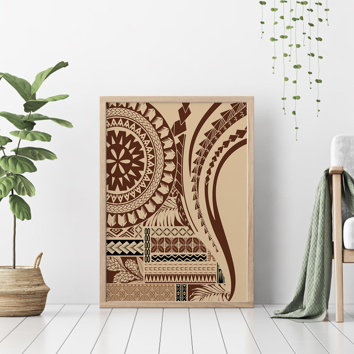 Samoa Siapo Arty Canvas Wall Art Brown Style LT9 - Polynesian Pride