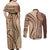 Samoa Siapo Arty Couples Matching Off Shoulder Maxi Dress and Long Sleeve Button Shirt Brown Style LT9 - Polynesian Pride