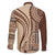 Samoa Siapo Arty Family Matching Long Sleeve Bodycon Dress and Hawaiian Shirt Brown Style LT9 - Polynesian Pride