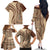 Samoa Siapo Arty Family Matching Off Shoulder Long Sleeve Dress and Hawaiian Shirt Brown Style LT9 - Polynesian Pride