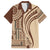 Samoa Siapo Arty Family Matching Off Shoulder Maxi Dress and Hawaiian Shirt Brown Style LT9 Dad's Shirt - Short Sleeve Brown - Polynesian Pride