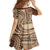 Samoa Siapo Arty Family Matching Off Shoulder Short Dress and Hawaiian Shirt Brown Style LT9 - Polynesian Pride