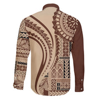 Samoa Siapo Arty Family Matching Puletasi Dress and Hawaiian Shirt Brown Style LT9 - Polynesian Pride