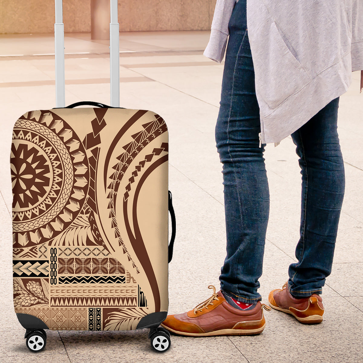 Samoa Siapo Arty Luggage Cover Brown Style LT9 Brown - Polynesian Pride