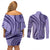 Samoa Siapo Arty Couples Matching Off Shoulder Short Dress and Long Sleeve Button Shirt Purple Style LT9 - Polynesian Pride