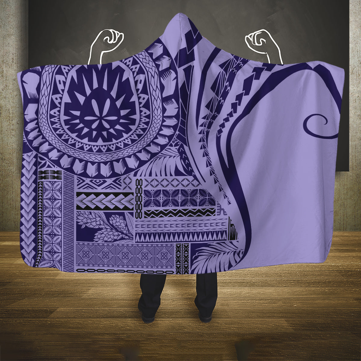 Samoa Siapo Arty Hooded Blanket Purple Style LT9 One Size Purple - Polynesian Pride