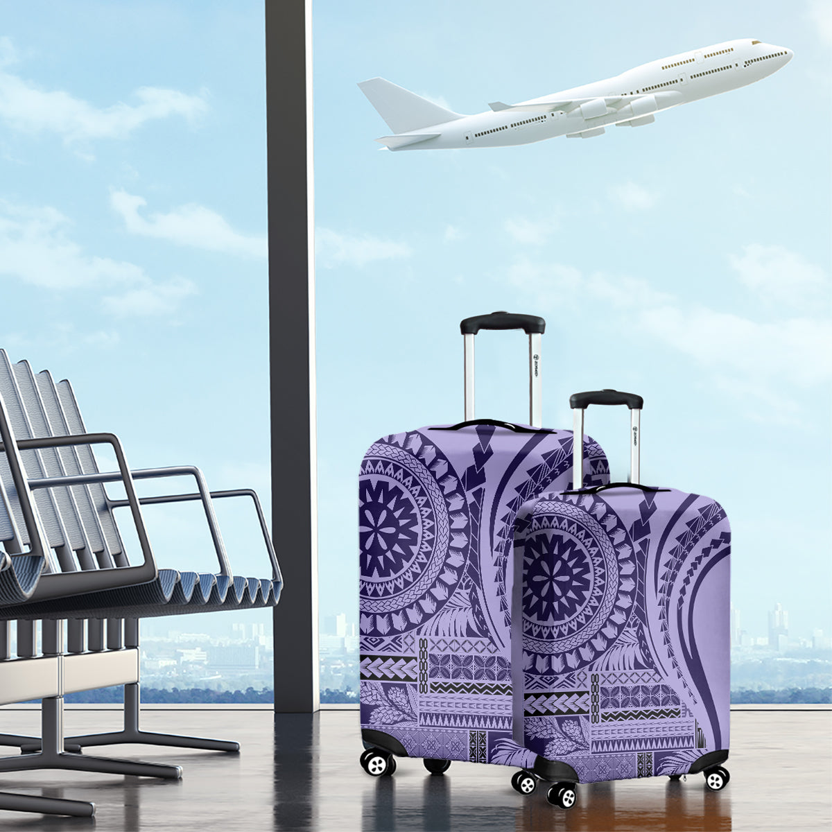 Samoa Siapo Arty Luggage Cover Purple Style LT9 - Polynesian Pride