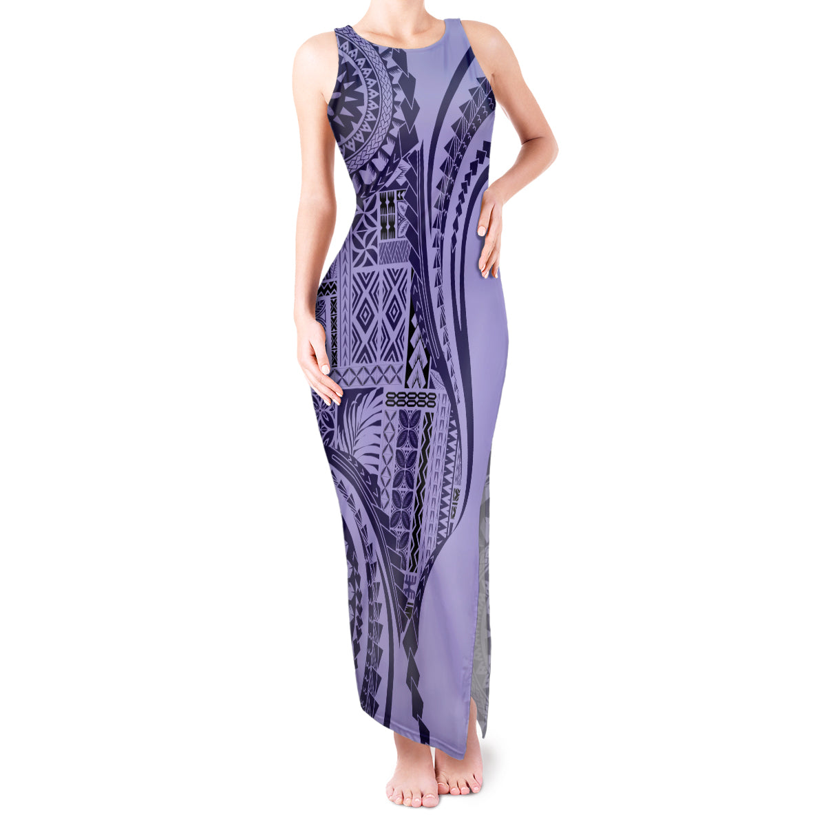 Samoa Siapo Arty Tank Maxi Dress Purple Style LT9 Women Purple - Polynesian Pride