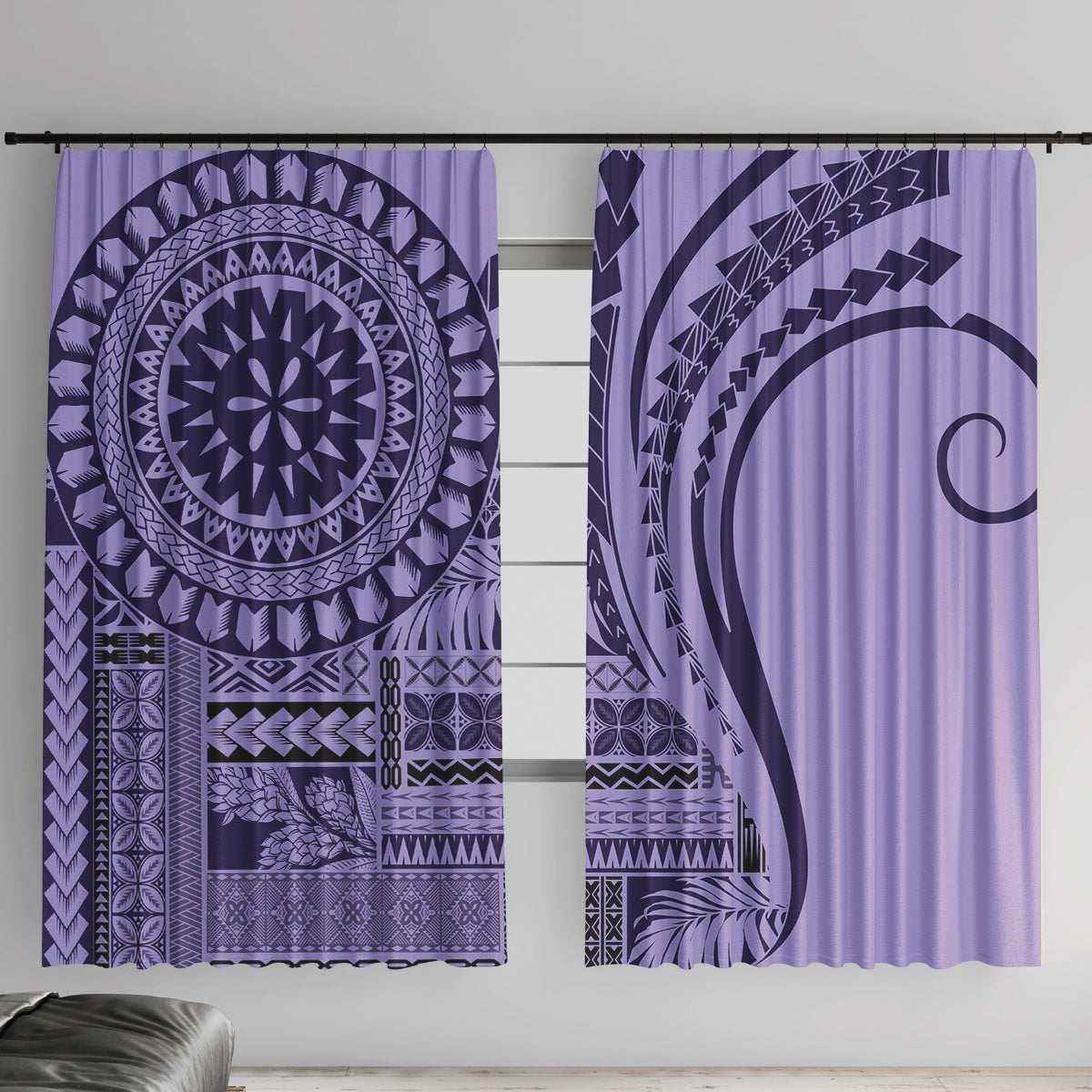 Samoa Siapo Arty Window Curtain Purple Style LT9 With Hooks Purple - Polynesian Pride