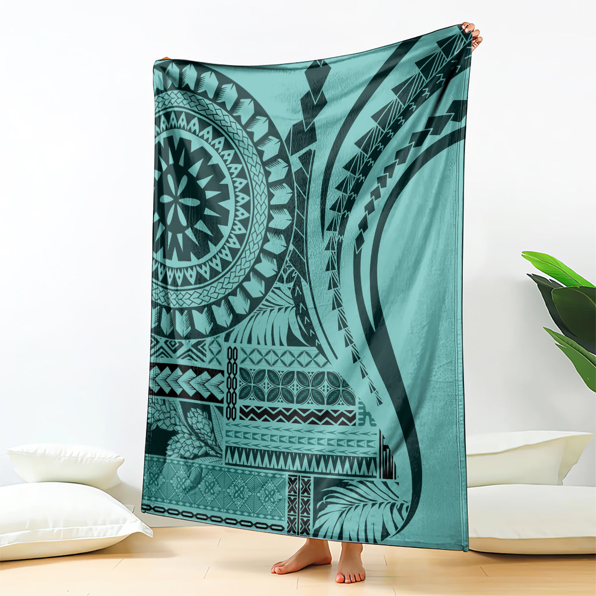 Samoa Siapo Arty Blanket Turquoise Style LT9 Turquoise - Polynesian Pride