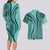 Samoa Siapo Arty Couples Matching Long Sleeve Bodycon Dress and Hawaiian Shirt Turquoise Style LT9 - Polynesian Pride