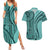 Samoa Siapo Arty Couples Matching Summer Maxi Dress and Hawaiian Shirt Turquoise Style LT9 Turquoise - Polynesian Pride