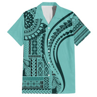 Samoa Siapo Arty Family Matching Long Sleeve Bodycon Dress and Hawaiian Shirt Turquoise Style LT9 Dad's Shirt - Short Sleeve Turquoise - Polynesian Pride