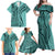 Samoa Siapo Arty Family Matching Off Shoulder Maxi Dress and Hawaiian Shirt Turquoise Style LT9 - Polynesian Pride