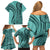 Samoa Siapo Arty Family Matching Off Shoulder Short Dress and Hawaiian Shirt Turquoise Style LT9 - Polynesian Pride