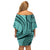 Samoa Siapo Arty Family Matching Off Shoulder Short Dress and Hawaiian Shirt Turquoise Style LT9 - Polynesian Pride