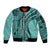 Samoa Siapo Arty Sleeve Zip Bomber Jacket Turquoise Style LT9 Unisex Turquoise - Polynesian Pride