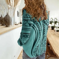 Samoa Siapo Arty Women Casual Shirt Turquoise Style LT9 - Polynesian Pride