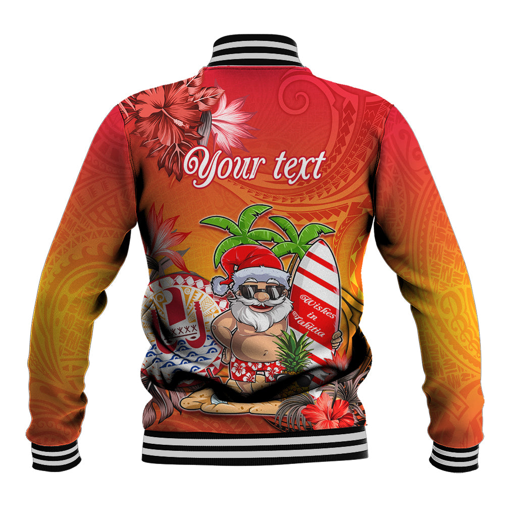 Personalised Wishes in Tahitian Christmas Baseball Jacket French Polynesia Santa Beach LT9 - Polynesian Pride
