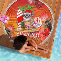 Personalised Wishes in Tahitian Christmas Beach Blanket French Polynesia Santa Beach LT9 - Polynesian Pride