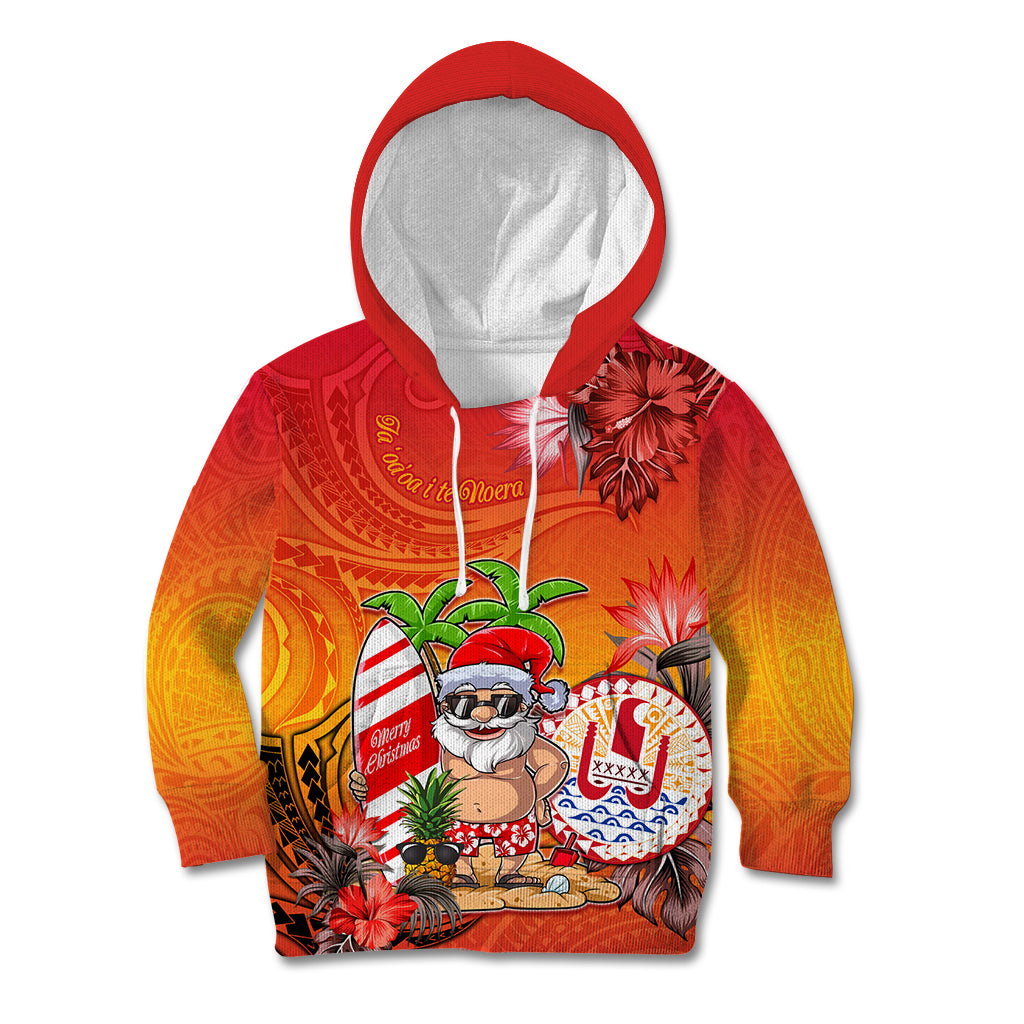 Personalised Wishes in Tahitian Christmas Kid Hoodie French Polynesia Santa Beach LT9 Hoodie Red - Polynesian Pride