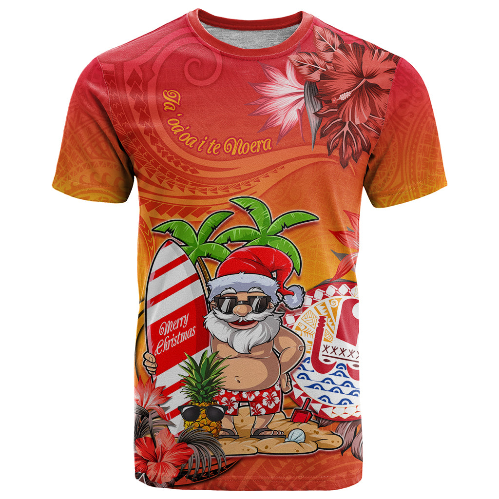 Personalised Wishes in Tahitian Christmas T Shirt French Polynesia Santa Beach LT9 Red - Polynesian Pride