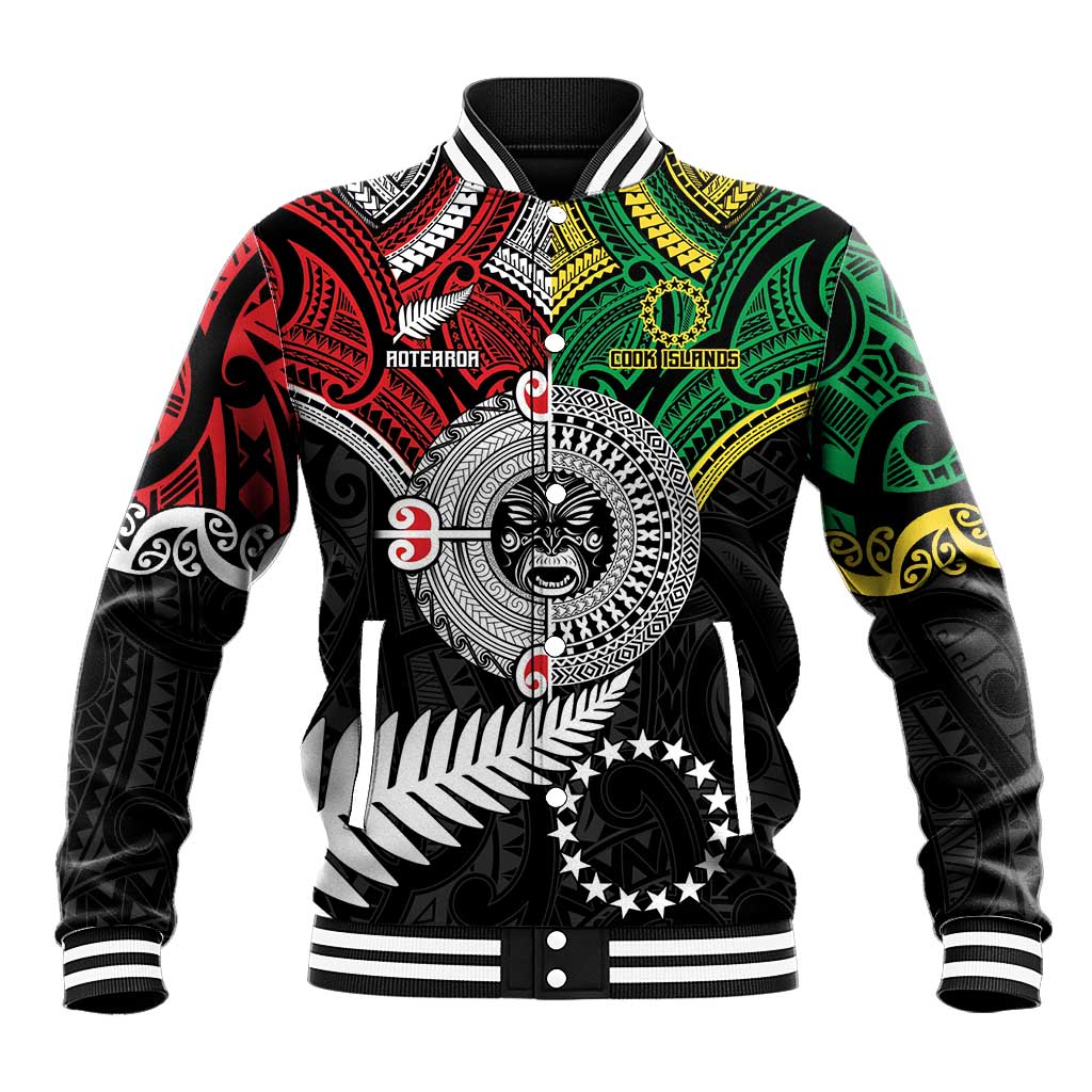 Aotearoa and Cook Islands Mo Te Tiriti Baseball Jacket New Zealand Honour The Treaty Ake!Ake!Ake! LT9 Unisex Green - Polynesian Pride