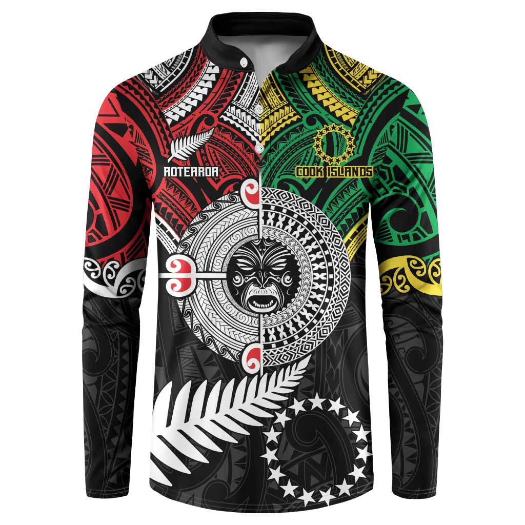 Aotearoa and Cook Islands Mo Te Tiriti Button Sweatshirt New Zealand Honour The Treaty Ake!Ake!Ake! LT9 Green - Polynesian Pride
