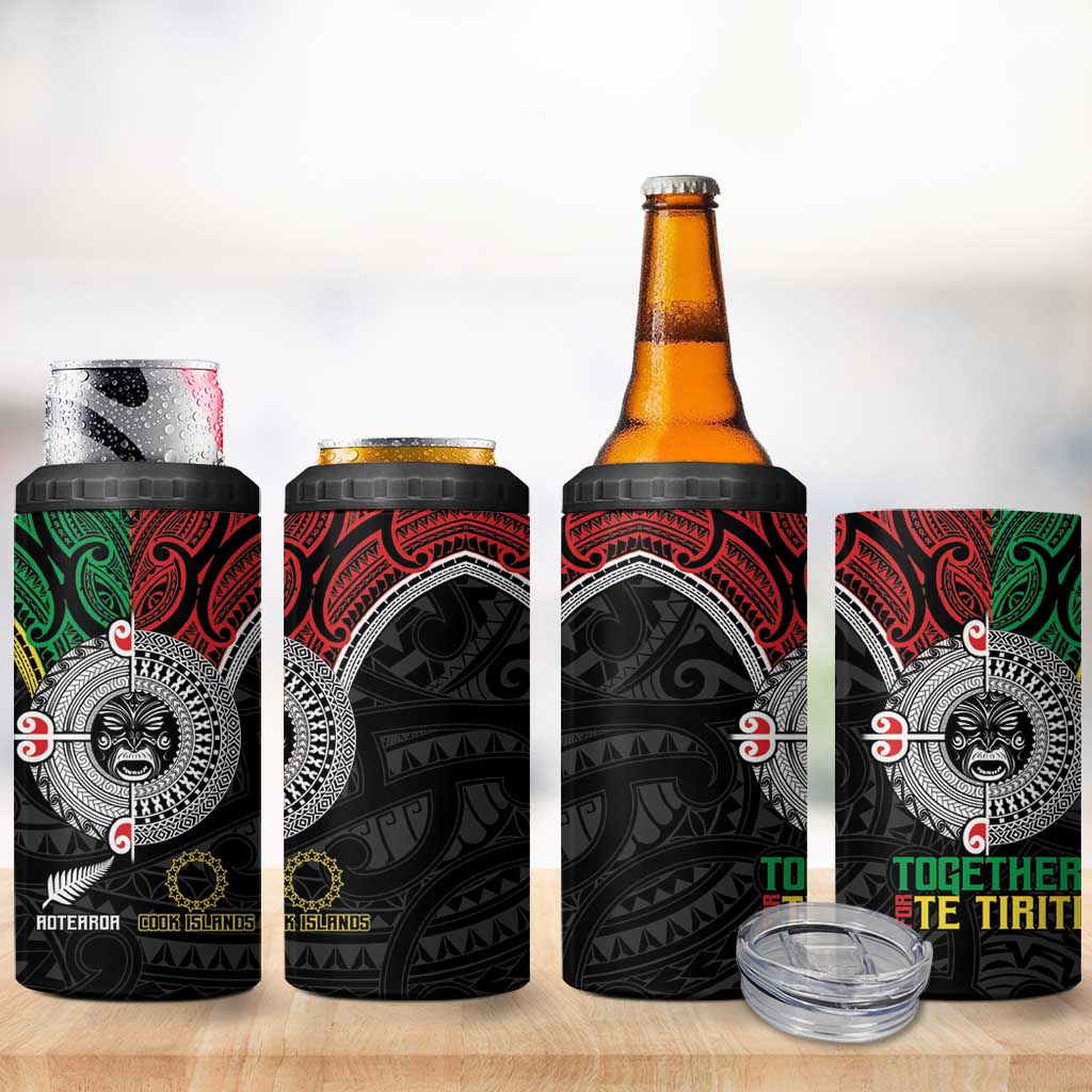 Aotearoa and Cook Islands Mo Te Tiriti 4 in 1 Can Cooler Tumbler New Zealand Honour The Treaty Ake!Ake!Ake!