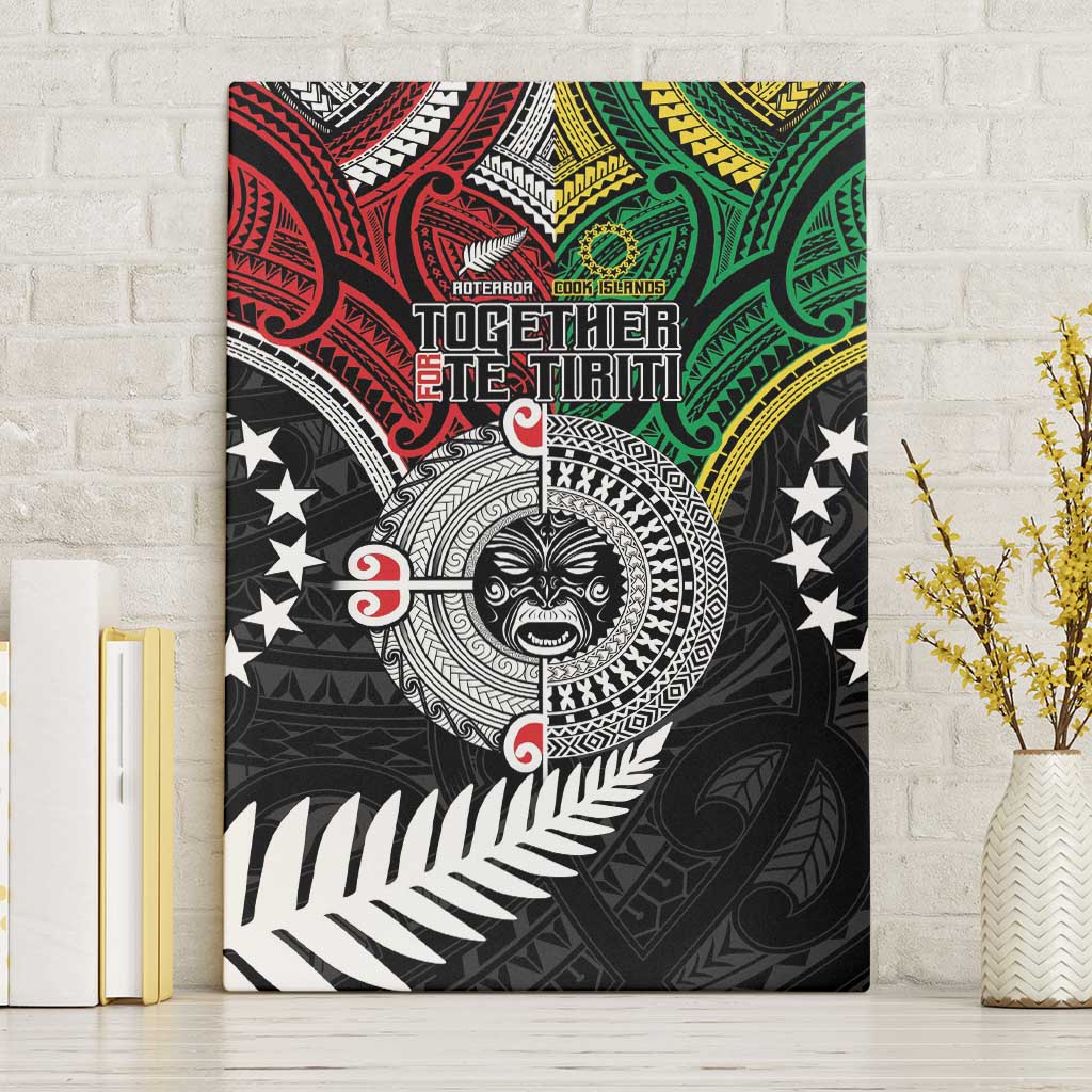 Aotearoa and Cook Islands Mo Te Tiriti Canvas Wall Art New Zealand Honour The Treaty Ake!Ake!Ake! LT9 Without Frame Green - Polynesian Pride