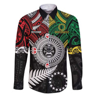 Aotearoa and Cook Islands Mo Te Tiriti Family Matching Short Sleeve Bodycon Dress and Hawaiian Shirt New Zealand Honour The Treaty Ake!Ake!Ake!