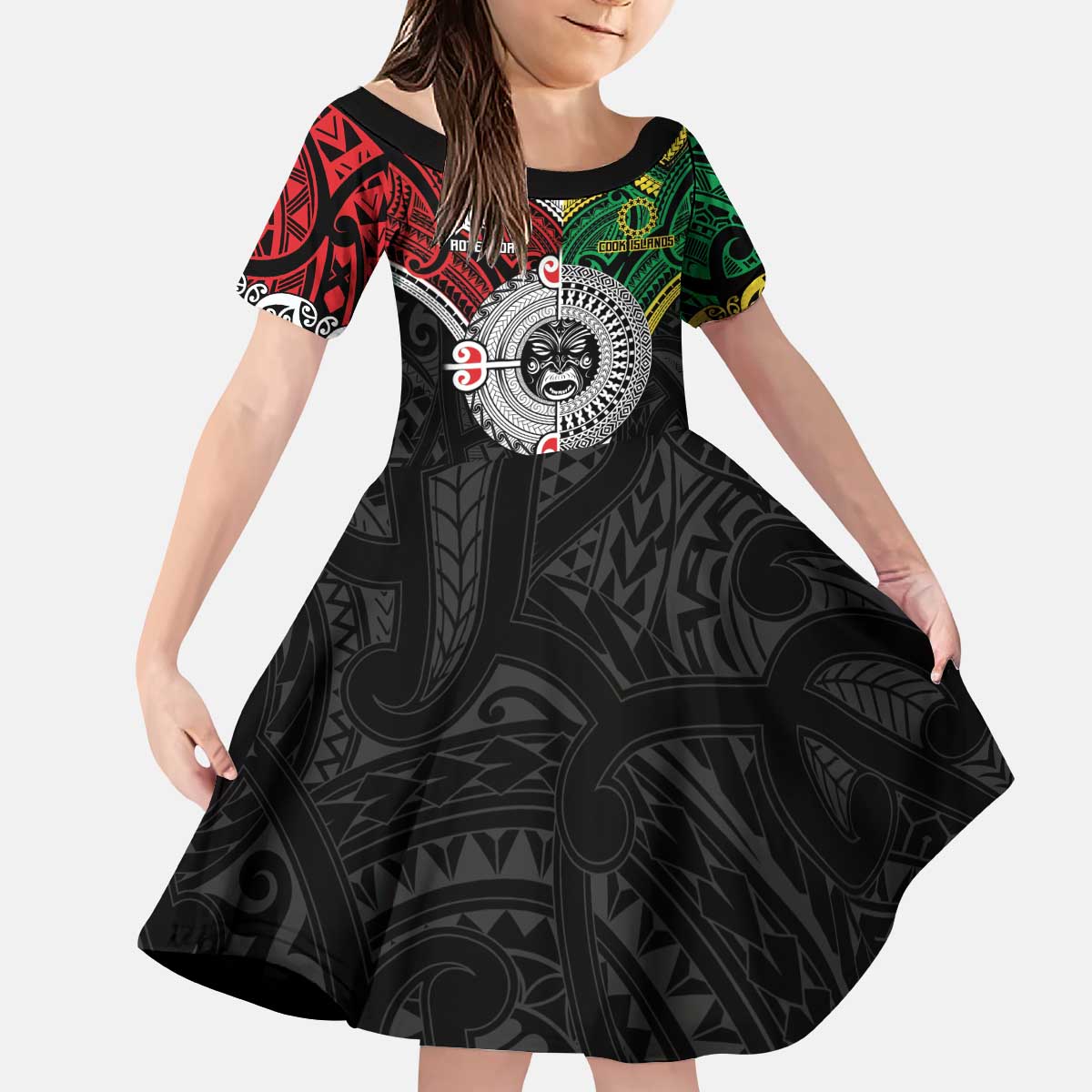 Aotearoa and Cook Islands Mo Te Tiriti Kid Short Sleeve Dress New Zealand Honour The Treaty Ake!Ake!Ake!