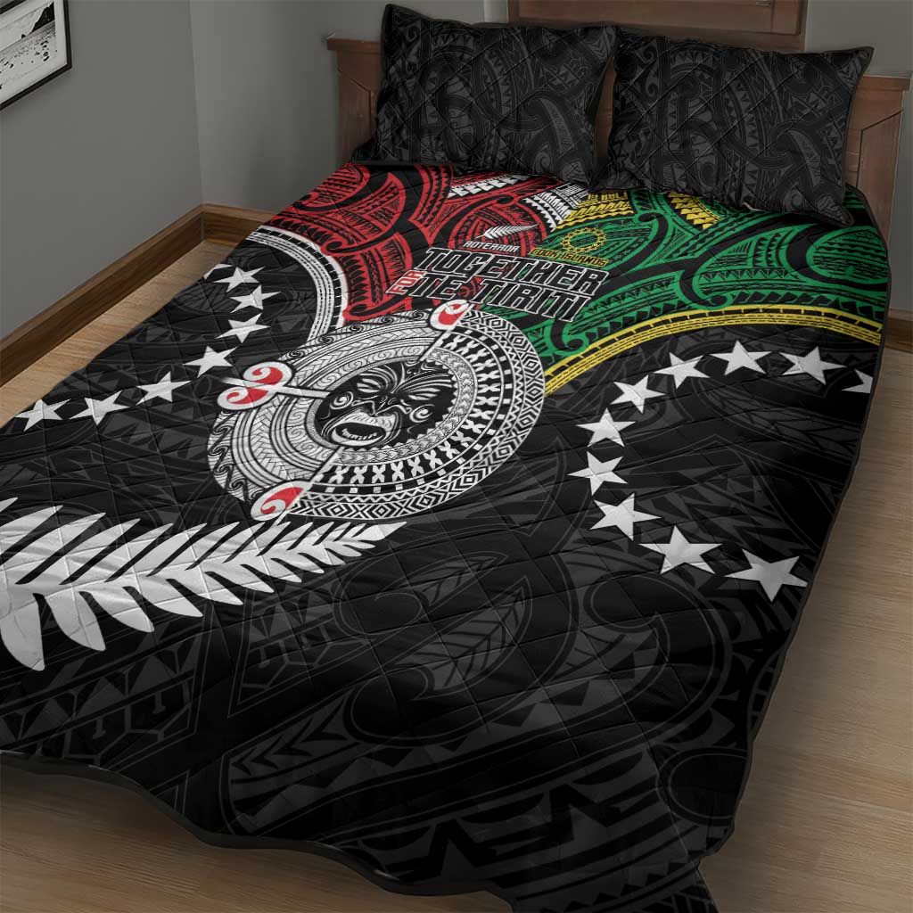 Aotearoa and Cook Islands Mo Te Tiriti Quilt Bed Set New Zealand Honour The Treaty Ake!Ake!Ake!