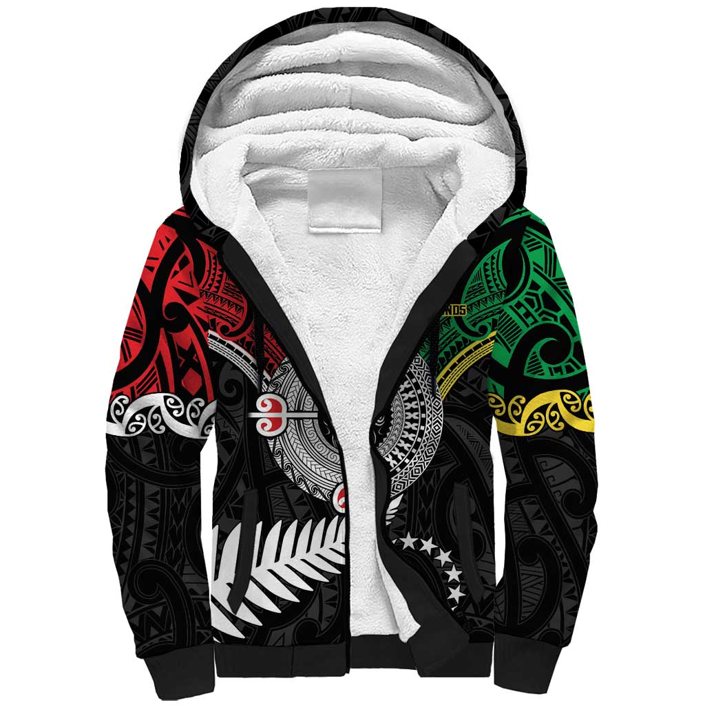 Aotearoa and Cook Islands Mo Te Tiriti Sherpa Hoodie New Zealand Honour The Treaty Ake!Ake!Ake! LT9 Unisex Green - Polynesian Pride