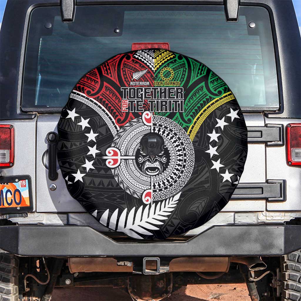 Aotearoa and Cook Islands Mo Te Tiriti Spare Tire Cover New Zealand Honour The Treaty Ake!Ake!Ake! LT9 Green - Polynesian Pride