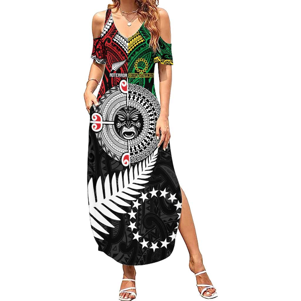 Aotearoa and Cook Islands Mo Te Tiriti Summer Maxi Dress New Zealand Honour The Treaty Ake!Ake!Ake! LT9 Women Green - Polynesian Pride
