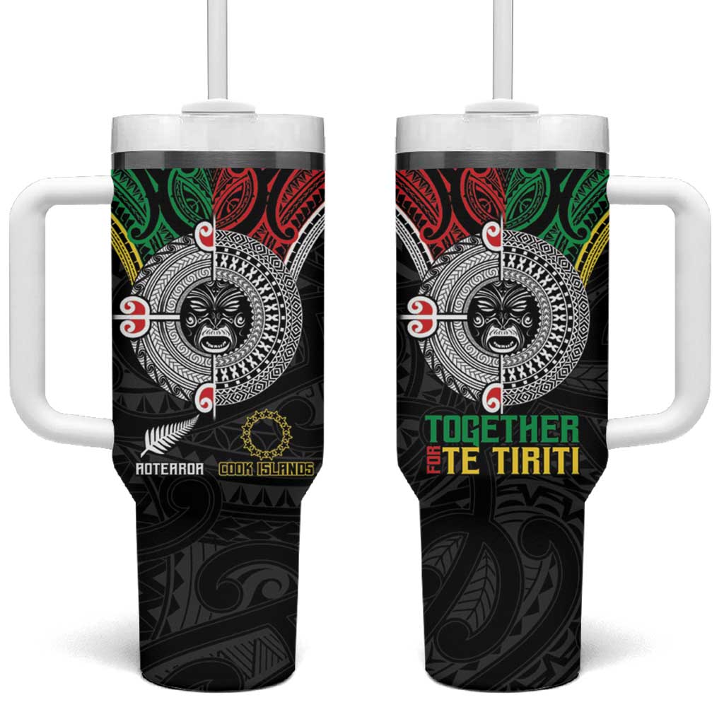 Aotearoa and Cook Islands Mo Te Tiriti Tumbler With Handle New Zealand Honour The Treaty Ake!Ake!Ake!